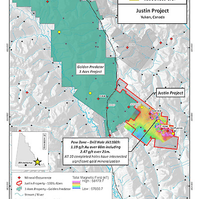 Justin Gold Project, Yukon Location Map