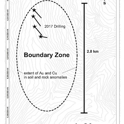 2017 Boundary Zone Drilling at Forrest Kerr, BC Map