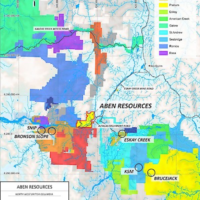 Aben's Staked Claims in Golden Triangle, BC Map
