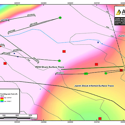 Justin Project, Yukon Plan View of 2012 POW Zone Drilling